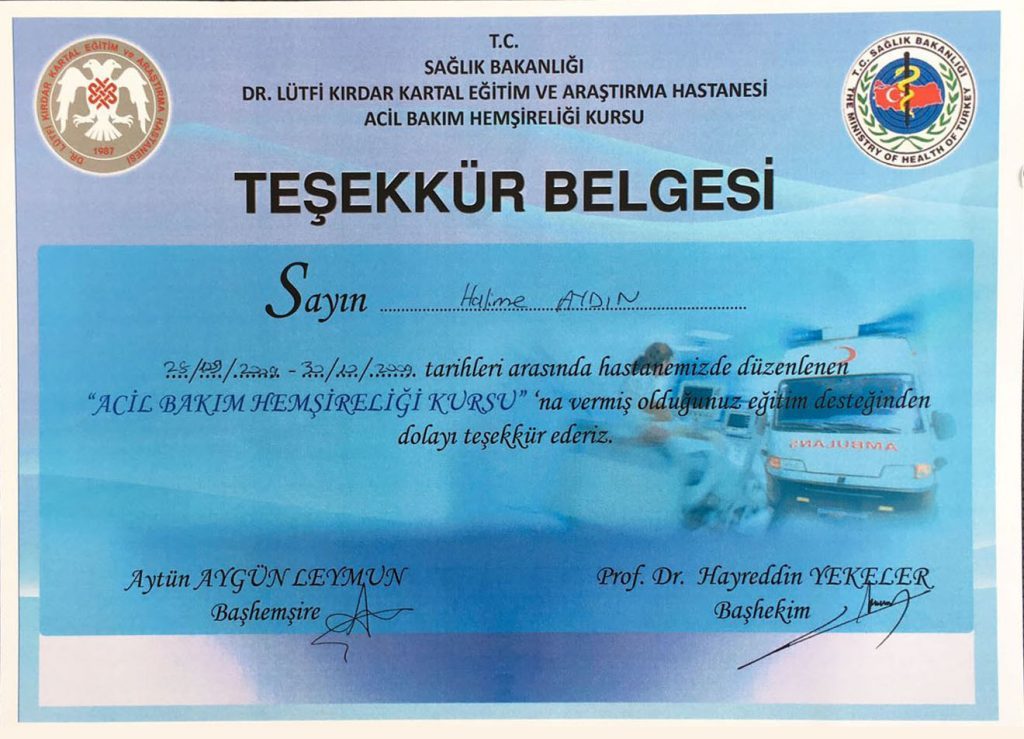 Sertifikalarımız Evde Yara Bakımı